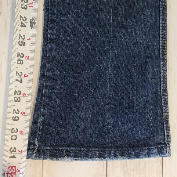 7 For All Mankind Embroidered Bootcut Ombre Jeans NEW 27 Blue Denim Wash - Picture 7 of 12